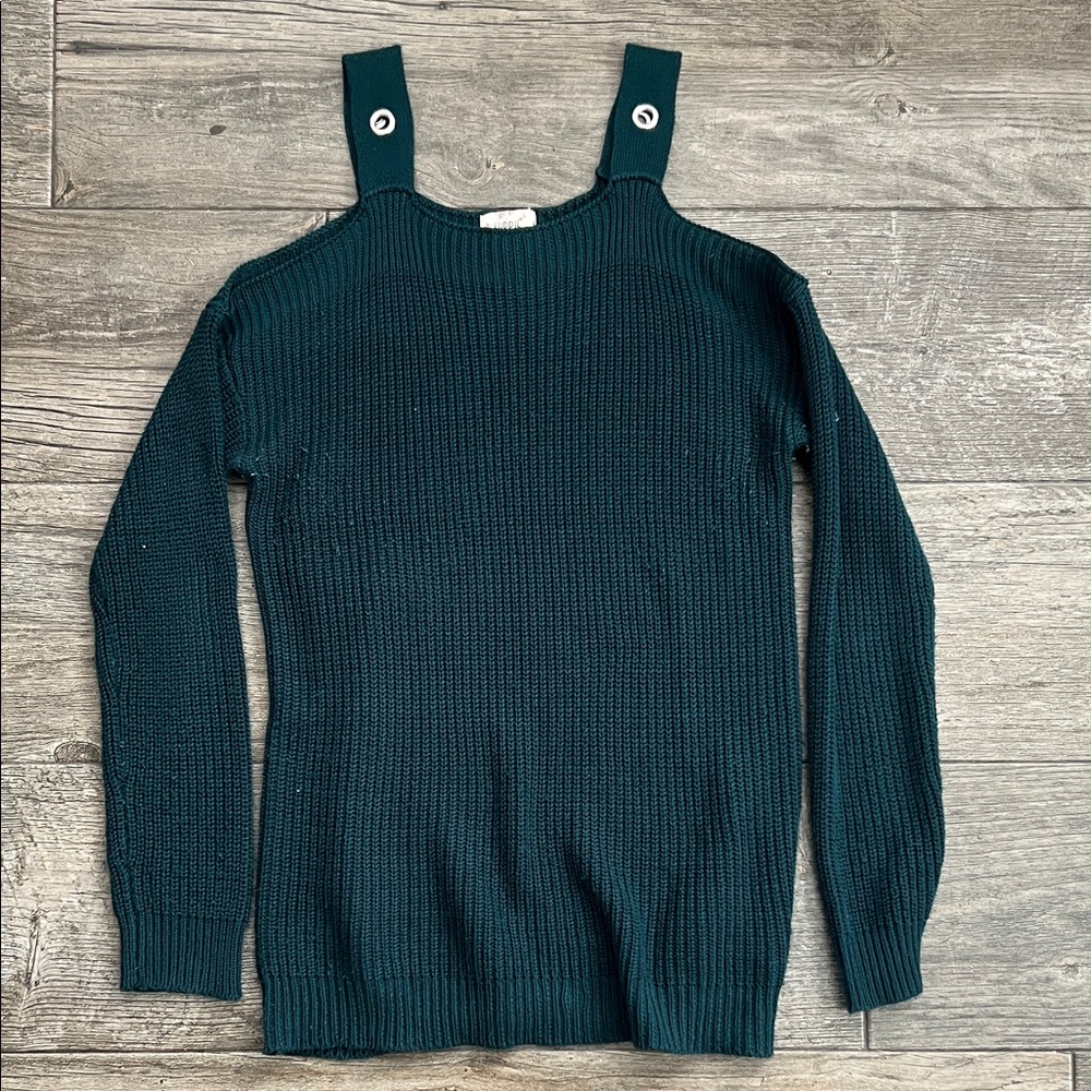 Hippie Rose Off-the-Shoulder Teal Sweater